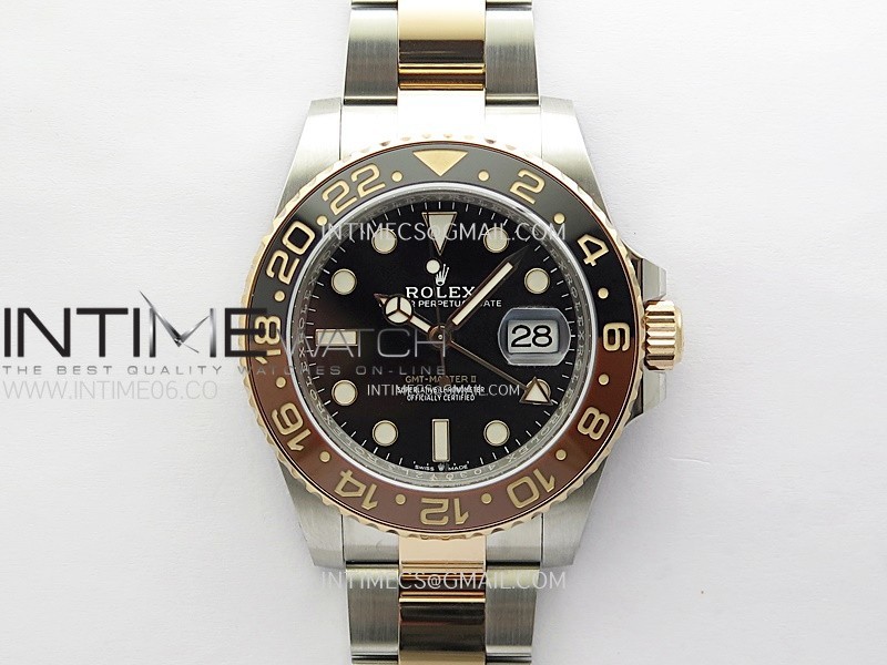 GMT Master II 126711 CHNR 904L SS ONE Factory 1:1 Best Edition Black Dial on SS/RG Bracelet DD3285 CHS