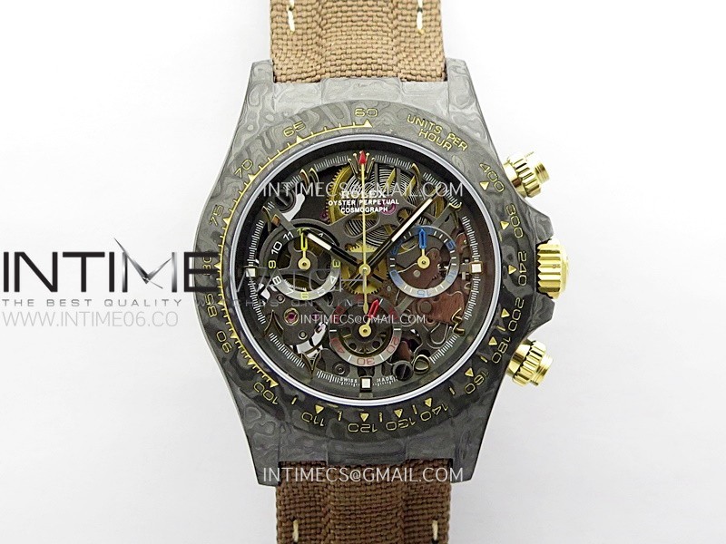 Daytona DIW Carbon/YG DIWF Best Edition Skeleton Dial on Brown Nylon Strap SA4130