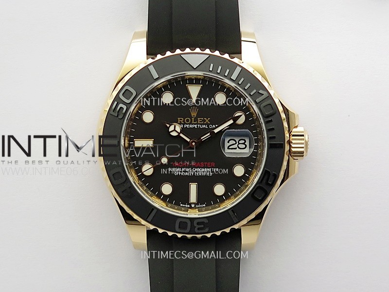 Yacht-Master 126655 Gain Weight RG/Tungsten Gold WF 1:1 Best Edition Black Ceramic Bezel on Oysterflex Rubber Strap VS3235