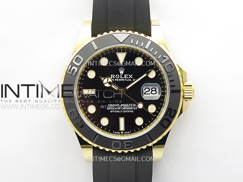 Yacht-Master 226658 Gain Weight YG/Tungsten WF 1:1 Best Edition Black Ceramic Bezel on Oysterflex Rubber Strap VS3235