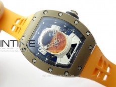 RM052-05 Brown Ceramic Bezel Carbon Case YSF Best Edition Skeleton Dial on Orange Rubber Strap Tourbillon