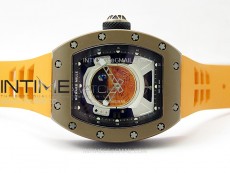 RM052-05 Brown Ceramic Bezel Carbon Case YSF Best Edition Skeleton Dial on Orange Rubber Strap Tourbillon