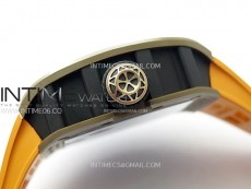 RM052-05 Brown Ceramic Bezel Carbon Case YSF Best Edition Skeleton Dial on Orange Rubber Strap Tourbillon