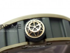 RM052-05 Brown Ceramic Bezel Carbon Case YSF Best Edition Skeleton Dial on Orange Rubber Strap Tourbillon