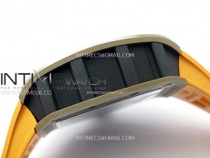 RM052-05 Brown Ceramic Bezel Carbon Case YSF Best Edition Skeleton Dial on Orange Rubber Strap Tourbillon