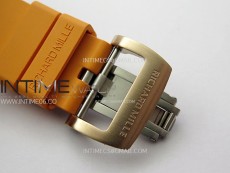 RM052-05 Brown Ceramic Bezel Carbon Case YSF Best Edition Skeleton Dial on Orange Rubber Strap Tourbillon