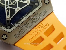 RM052-05 Brown Ceramic Bezel Carbon Case YSF Best Edition Skeleton Dial on Orange Rubber Strap Tourbillon