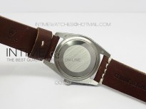 Dayjust Engraved SS Case Black dial on Brown Leather Strap