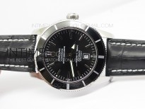 Super Ocean Heritage SS Black Dial on Black Leather Strap A2824