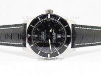 Super Ocean Heritage SS Black Dial on Black Leather Strap A2824