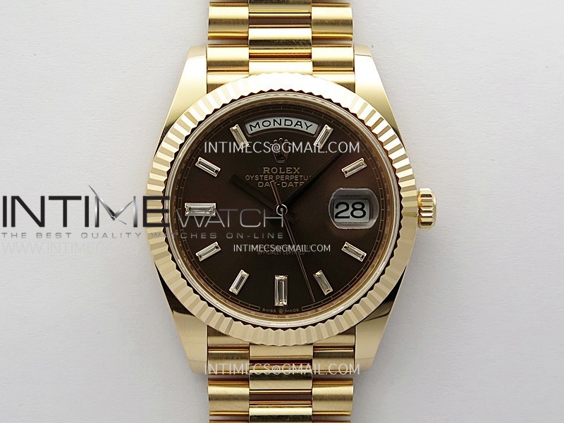 Day Date 228235 40mm 904L RG 1:1 ONE Factory Best Edition Brown Dial T Diamonds Markers on RG President Bracelet SA3255