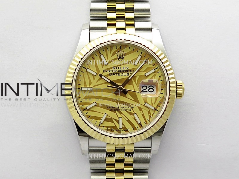 DateJust 36MM 126233 SS/YG APSF 1:1 Best Edition Palm Leaves Dial Stick Markers on SS/YG Jubilee Bracelet SA3235