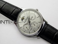 Master Ultra Thin Perpetual Calendar SS J Factory Best Edition Silver Dial on Black Leather Strap A868