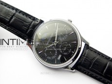 Master Ultra Thin Perpetual Calendar SS J Factory Best Edition Gray Dial on Black Leather Strap A868