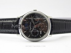 Master Ultra Thin Perpetual Calendar SS J Factory Best Edition Gray Dial on Black Leather Strap A868