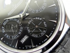 Master Ultra Thin Perpetual Calendar SS J Factory Best Edition Gray Dial on Black Leather Strap A868