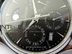 Master Ultra Thin Perpetual Calendar SS J Factory Best Edition Gray Dial on Black Leather Strap A868