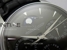 Master Ultra Thin Perpetual Calendar SS J Factory Best Edition Gray Dial on Black Leather Strap A868