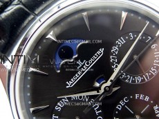 Master Ultra Thin Perpetual Calendar SS J Factory Best Edition Gray Dial on Black Leather Strap A868