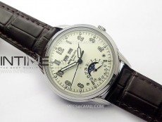 Perpetual Calendar 5320G-001 SS KRF 1:1 Best Edition Cream Dial on Brown Leather Strap A324
