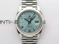 Day Date 228236 40mm 904L SS 1:1 AR+F Best Edition Ice Blue Dial Roman Markers on SS President Bracelet SA3255