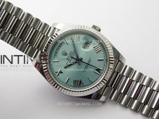 Day Date 228236 40mm 904L SS 1:1 AR+F Best Edition Ice Blue Dial Roman Markers on SS President Bracelet SA3255