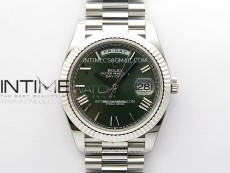 Day Date 228236 40mm 904L SS 1:1 AR+F Best Edition Green Dial Roman Markers on SS President Bracelet SA3255
