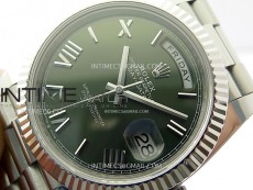 Day Date 228236 40mm 904L SS 1:1 AR+F Best Edition Green Dial Roman Markers on SS President Bracelet SA3255