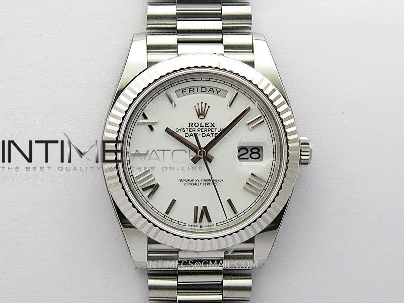 Day Date 228236 40mm 904L SS 1:1 ONE Factory Best Edition White Dial Roman Markers on SS President Bracelet SA3255