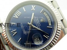 Day Date 228236 40mm 904L SS 1:1 AR+F Best Edition Blue Dial Roman Markers on SS President Bracelet SA3255