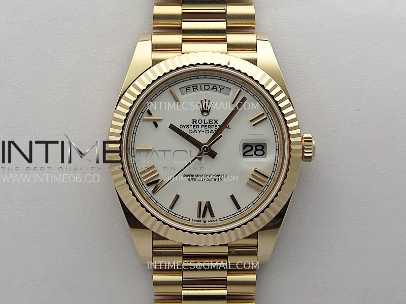 Day Date 228235 40mm 904L RG 1:1 ONE Factory Best Edition White Dial Roman Markers on RG President Bracelet SA3255
