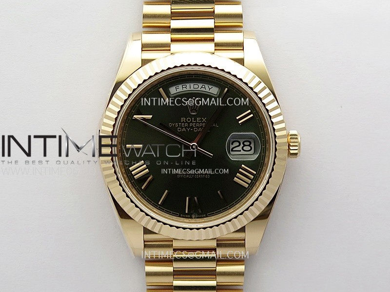 Day Date 228235 40mm 904L RG 1:1 ONE Factory Best Edition Green Dial Roman Markers on RG President Bracelet SA3255