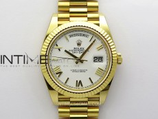 Day Date 228238 40mm 904L YG 1:1 AR+F Best Edition White Dial Roman Markers on YG President Bracelet SA3255