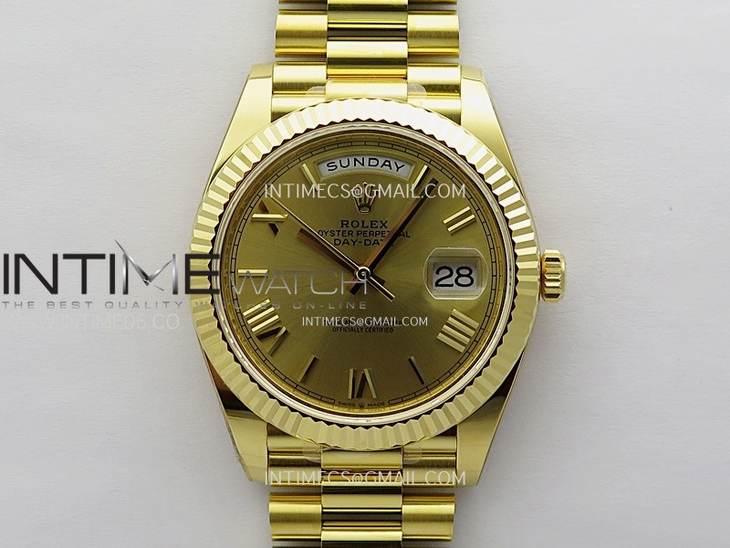 Day Date 228238 40mm 904L YG 1:1 ONE Factory Best Edition Gold Dial Roman Markers on YG President Bracelet SA3255 (Gain Weight)