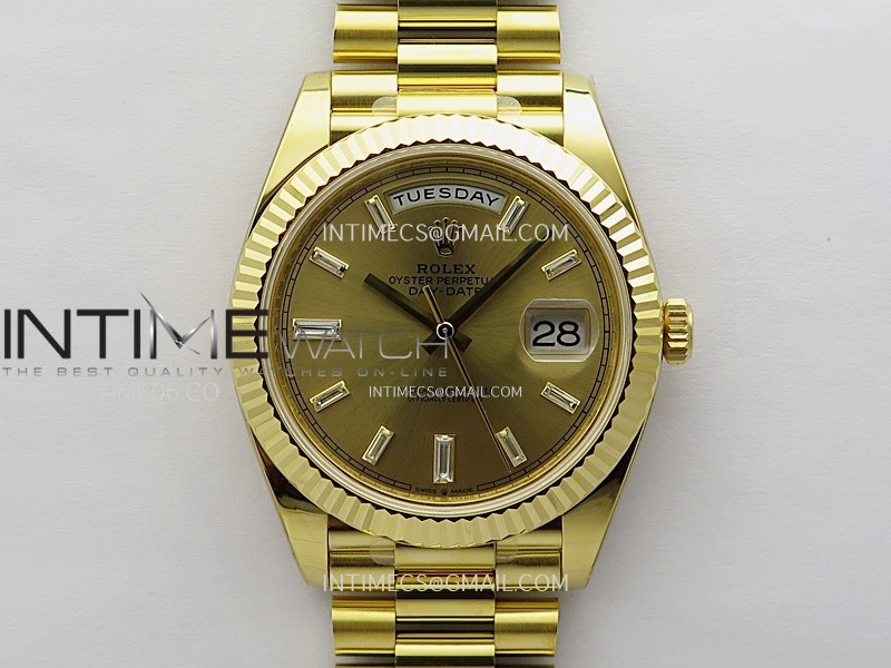 Day Date 228238 40mm 904L YG 1:1 ONE Factory Best Edition Gold Dial T Diamonds Markers on President Bracelet SA3255 (GainWeight)