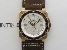 BR 03-92 Diver Ceramic Bezel Bronze B12 1:1 Best Edition White Dial on Brown Leather Strap MIYOTA 9015 (Free Rubber Strap)