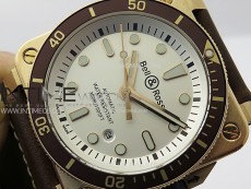 BR 03-92 Diver Ceramic Bezel Bronze B12 1:1 Best Edition White Dial on Brown Leather Strap MIYOTA 9015 (Free Rubber Strap)