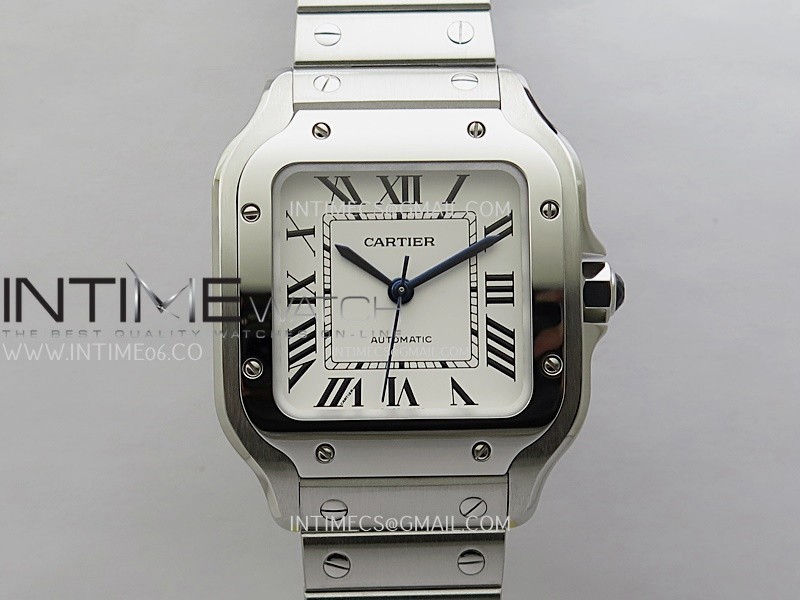 Santos de Cartier 35mm SS BVF 1:1 Best Edition White Dial on SS SmartLinks Bracelet 9015