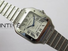 Santos de Cartier 35mm SS BVF 1:1 Best Edition White Dial on SS SmartLinks Bracelet MIYOTA 9015