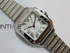 Santos de Cartier 35mm SS BVF 1:1 Best Edition White Dial on SS SmartLinks Bracelet MIYOTA 9015