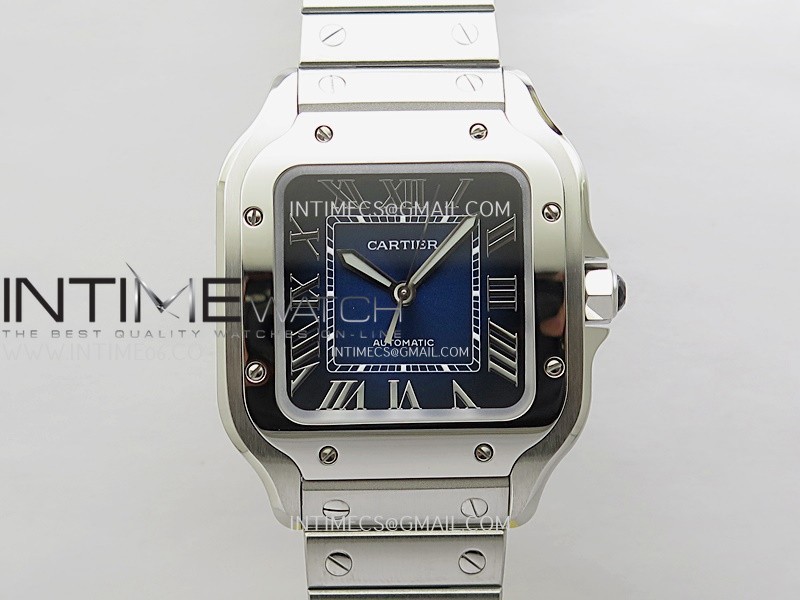 Santos de Cartier 35mm SS BVF 1:1 Best Edition Blue Dial on SS SmartLinks Bracelet 9015