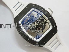 RM055 White inner Bezel White Crown NTPT/Ti ZF 1:1 Best Edition on White Rubber Strap RMUL2 Super Clone