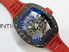 RM055 Black Carbon Bezel Black Crown NTPT/Ti ZF 1:1 Best Edition on Red Rubber Strap RMUL2 Super Clone