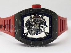 RM055 Black Carbon Bezel Black Crown NTPT/Ti ZF 1:1 Best Edition on Red Rubber Strap RMUL2 Super Clone