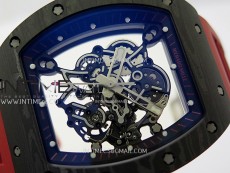 RM055 Black Carbon Bezel Black Crown NTPT/Ti ZF 1:1 Best Edition on Red Rubber Strap RMUL2 Super Clone