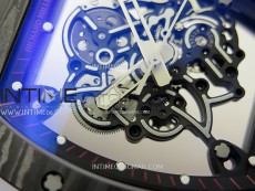 RM055 Black Carbon Bezel Black Crown NTPT/Ti ZF 1:1 Best Edition on Red Rubber Strap RMUL2 Super Clone