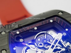 RM055 Black Carbon Bezel Black Crown NTPT/Ti ZF 1:1 Best Edition on Red Rubber Strap RMUL2 Super Clone