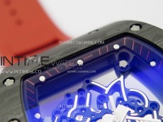 RM055 Black Carbon Bezel Black Crown NTPT/Ti ZF 1:1 Best Edition on Red Rubber Strap RMUL2 Super Clone