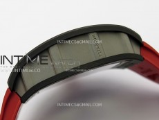 RM055 Black Carbon Bezel Black Crown NTPT/Ti ZF 1:1 Best Edition on Red Rubber Strap RMUL2 Super Clone