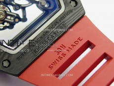 RM055 Black Carbon Bezel Black Crown NTPT/Ti ZF 1:1 Best Edition on Red Rubber Strap RMUL2 Super Clone